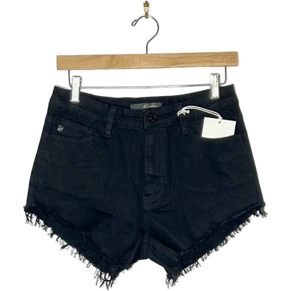 NWT‎ KANCAN junior high rise cut off stretch booty denim shorts black 9/28